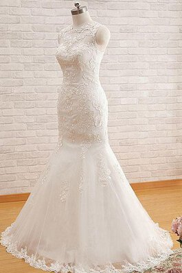 Robe de mariée modeste distinguee naturel avec sans manches avec broderie