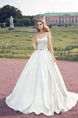 Abito da Sposa Naturale A Terra Cuore Lungo Senza Maniche con Perline