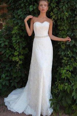 Robe de mariée naturel cordon de fourreau decoration en fleur de col en cœur