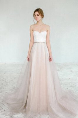 Abito da Sposa con Perline con Fusciacca sogno senza spalline Elegante Spazzola Treno