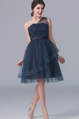 Abito da Damigella monospalla mini A-Line con Applique in Tulle