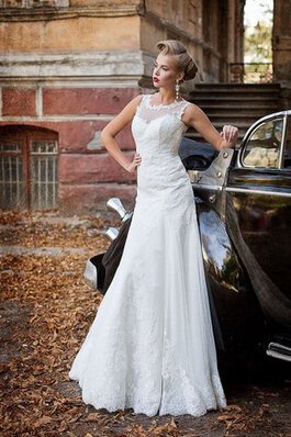 Vestido de Novia de Corte Recto de Encaje Adorno de Largo de Hasta el suelo de Apliques