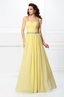 Robe de bal manche nulle de princesse longueur au ras du sol avec perle avec chiffon