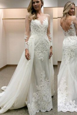 Abito da Sposa con Piega Coda A Strascico Corto Elegante con Applique A-Line sexy