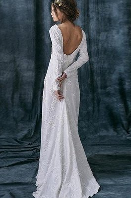 Abito da Sposa Semplice con Applique con Maniche Lunghe decorato Cerniera in Pizzo