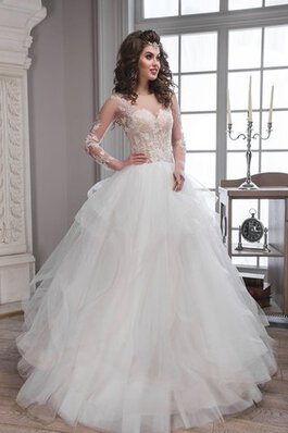 Abito da Sposa Tondo Lungo A Terra Naturale Ball Gown Buco Della Serratura Schiena