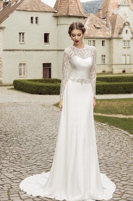 Abito da Sposa originale in Chiffon Tubino con Perline Buco Della Serratura Schiena decorato