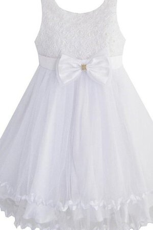 Robe de cortège enfant en tulle col u profond avec nœud manche nulle avec perle - Photo 1