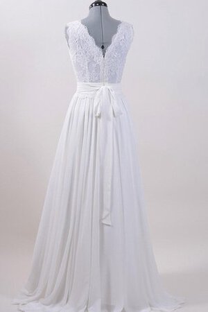 Robe de mariée festonné avec ruban ceinture en étoffe v encolure longueur au ras du sol - Photo 3