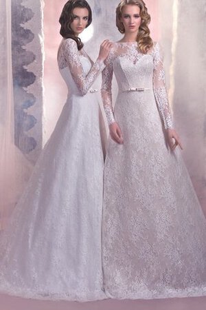 Abito da Sposa largo A-Line con Maniche Lunghe in pizzo in Pizzo originale - Foto 3