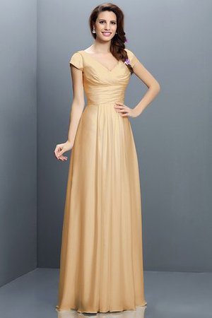 Robe demoiselle d'honneur plissé avec zip en chiffon de princesse a-ligne - Photo 12