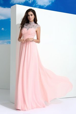 Robe de bal longue avec perle avec chiffon jusqu'au sol avec sans manches - Photo 6