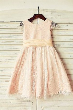 Robe de cortège enfant naturel avec manche courte de princesse ligne a avec zip - Photo 1