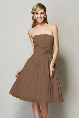 Robe demoiselle d'honneur courte avec chiffon de bustier avec zip a-ligne - Photo 4