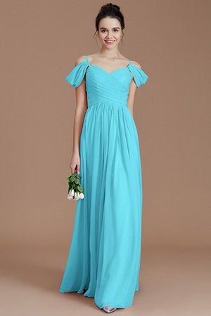 Robe demoiselle d'honneur en chiffon avec sans manches a-ligne ruché avec zip - Photo 9