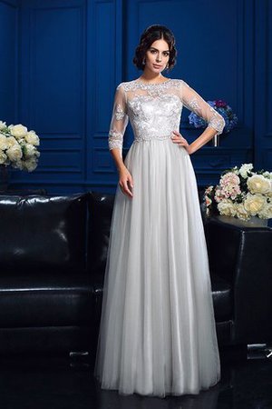 A-Line Prinzessin Bodenlanges Brautmutterkleid mit Applike mit Schaufel Ausschnitt - Bild 4