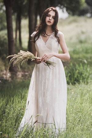 Abito da sposa naturale classico con perla v-scollo meravigliosa a sala - Foto 2