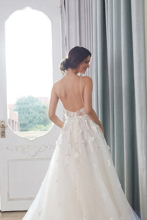 Vestido de Novia de Escote de Tirantes Espaguetis de Largo de Abalorio de Encantador - Foto 4