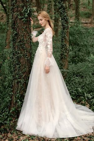 Abito da sposa con fiore naturale sogno convenzionale in tulle scintillante - Foto 4