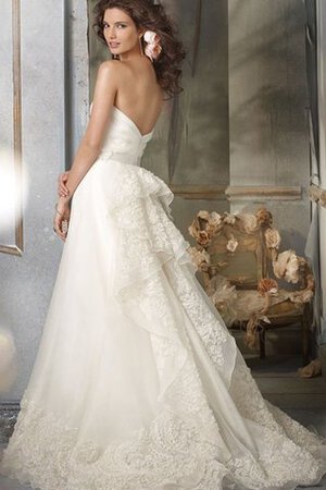 Robe de mariée sans dos avec ruban de traîne courte ceinture en étoffe en organza - Photo 1