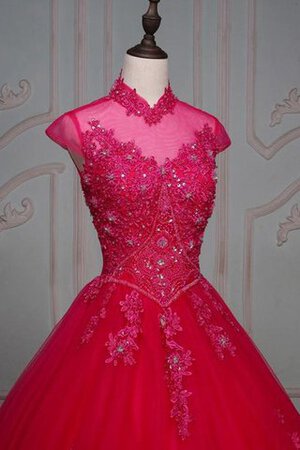 Tüll Perlenbesetztes Spitze Quinceanera Kleid mit Bordüre mit Jacke - Bild 4