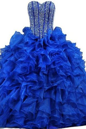 Ärmelloses normale Taille Organza Perlenbesetztes langes Quinceanera Kleid mit Bordüre - Bild 1