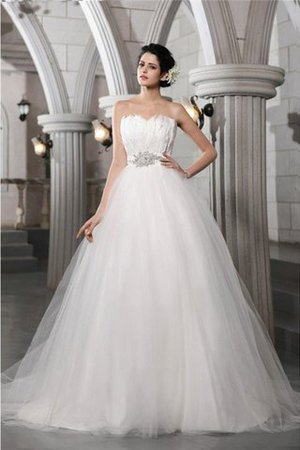 Robe de mariée longue avec zip de tour de ceinture empire de mode de bal avec perle - Photo 1