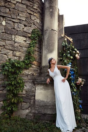 Vestido de Novia en Gasa de Escote en V de Cremallera de Abalorio de Hasta el suelo - Foto 4