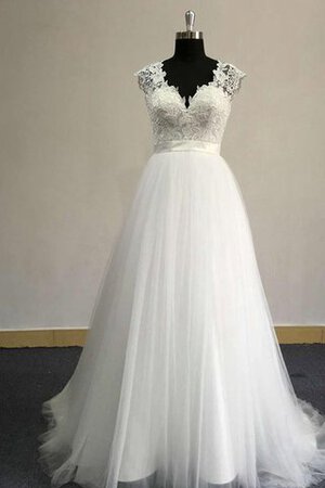 Clasico Vestido de Novia de Corte-A en Tul con Cintas - Foto 1