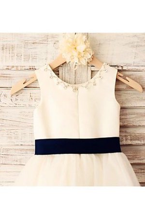 Robe de cortège enfant naturel textile en tulle a-ligne encolure ronde avec fleurs - Photo 4