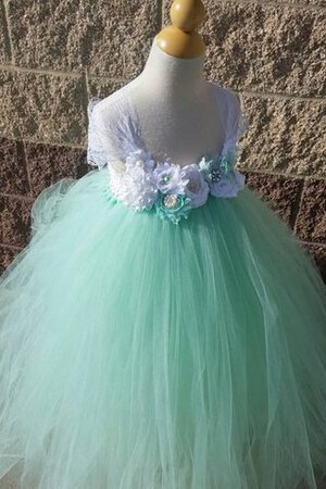 Abito da Cerimonia Bambini con Piega con Fiore con Fusciacca A Terra Ball Gown Cappellino - Foto 3