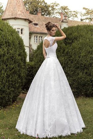 Abito da Sposa in Pizzo retro A-Line con Applique Allacciato V-Scollo - Foto 3