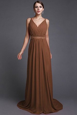 Robe demoiselle d'honneur longue de lotus avec chiffon fermeutre eclair manche nulle - Photo 2