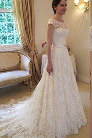 Abito da Sposa Principessa Tondo in pizzo A-Line Ball Gown con Nastro - Foto 2