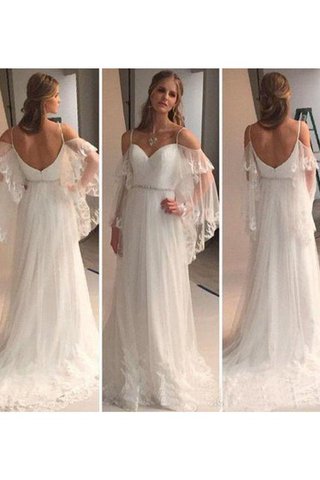 Abito da Sposa sensuale con Piega Senza Maniche in Pizzo Schiena Nuda in Tulle - Foto 2