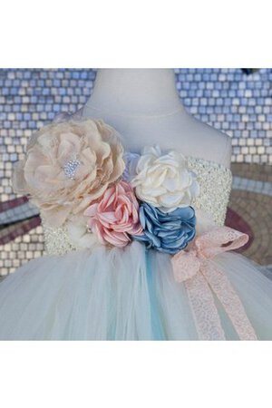 Abito da Cerimonia Bambini Ball Gown con Nastro in Tulle monospalla alta vita con Fiore - Foto 2