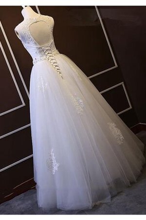 Abito da Sposa Senza Maniche Naturale Tondo A-Line in Pizzo in Tulle - Foto 3