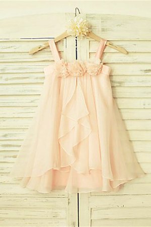 Abito da Cerimonia Bambini Cerniera Senza Maniche in Chiffon con Fiore A-Line - Foto 2