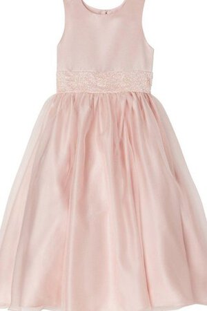 Robe de cortège enfant plissage avec perle en satin longueur à cheville en tulle - Photo 1