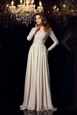 Robe de soirée longue avec chiffon encolure ronde a-ligne de princesse - Photo 3