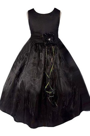 Abito da Cerimonia Bambini con Fiore Senza Maniche con Piega Ball Gown con Fiocco Tondo - Foto 1