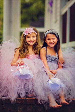 Abito da Cerimonia Bambini in Tulle con Nastro con Fusciacca con Piega Ball Gown alta vita - Foto 2