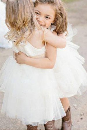 Abito da cerimonia bambini squisito in tulle quadrato principessa con nastro a-line - Foto 2