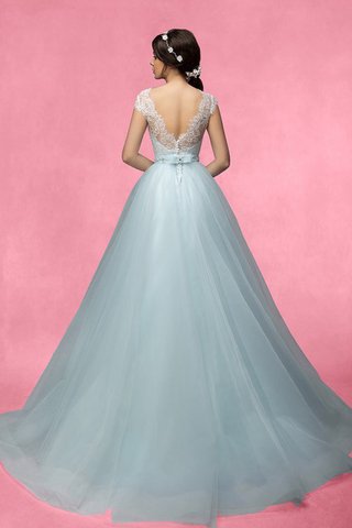 Abito da Sposa Spazzola Treno A Terra Naturale in Tulle A-Line largo - Foto 2