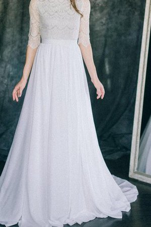 A-Linie Chiffon Reißverschluss Spitze Ärmelloses bescheidenes Brautkleid - Bild 1