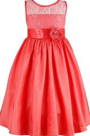 Abito da Cerimonia Bambini in Taffeta Ball Gown Naturale con Fiore con Applique Cappellino - Foto 1