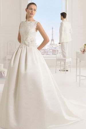 Robe de mariée elegante avec fleurs avec gaze de traîne courte en satin - Photo 1