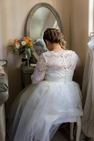 Elegante Vestido de Novia de Borde-Festoneado de Joya de Manga de Campana de Barco - Foto 5