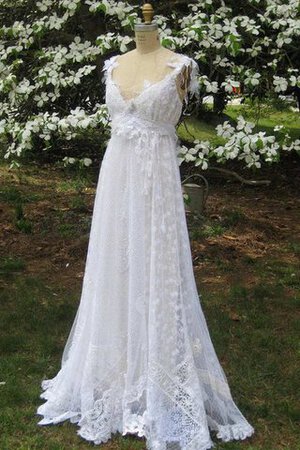 Robe de mariée nature facile avec ruban ceinture v encolure - Photo 1