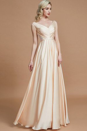 Robe demoiselle d'honneur naturel v encolure de princesse avec sans manches ruché - Photo 6